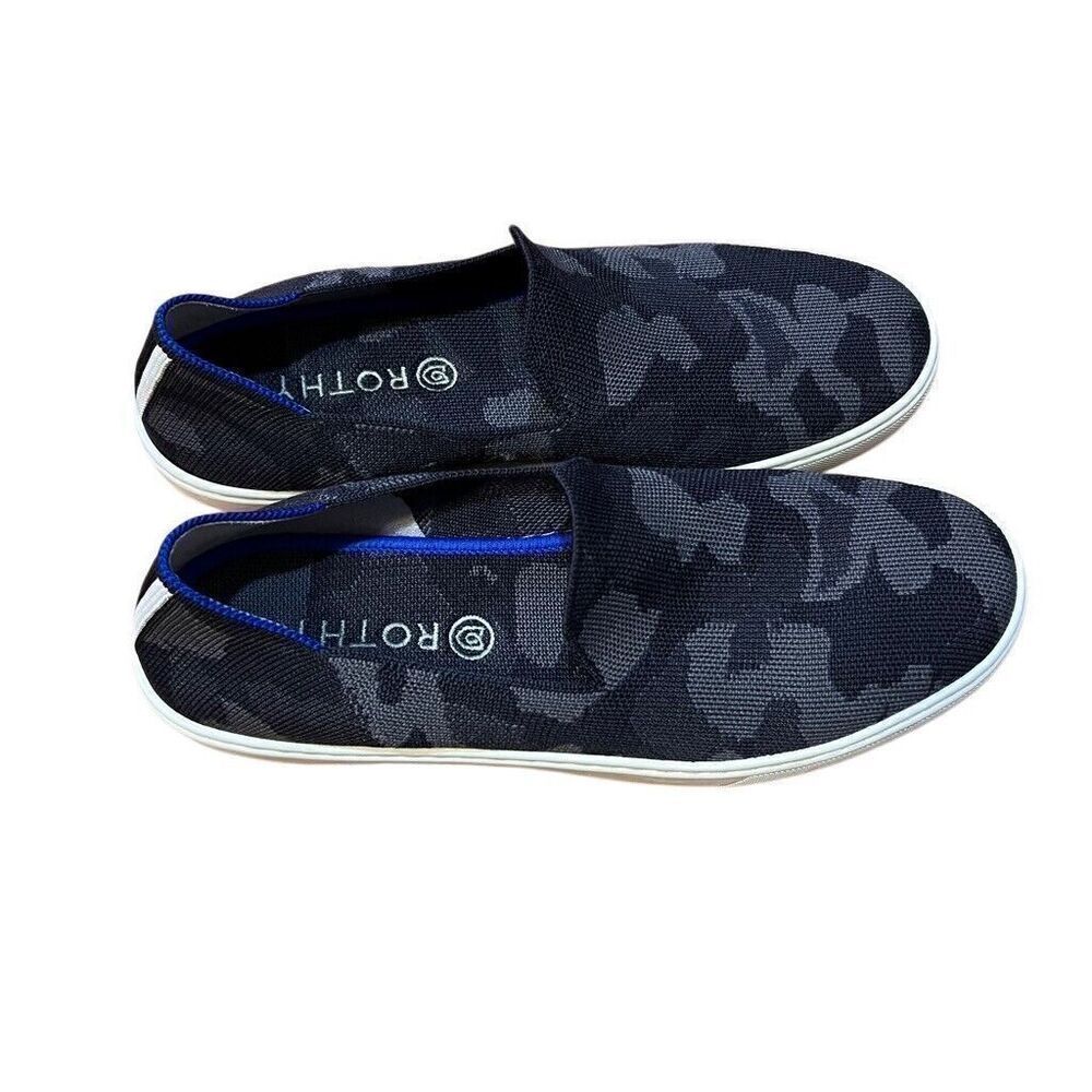 Rothy’s Womens Slip-On Shoes Sneakers Size 10 Black Camo Washable Gray